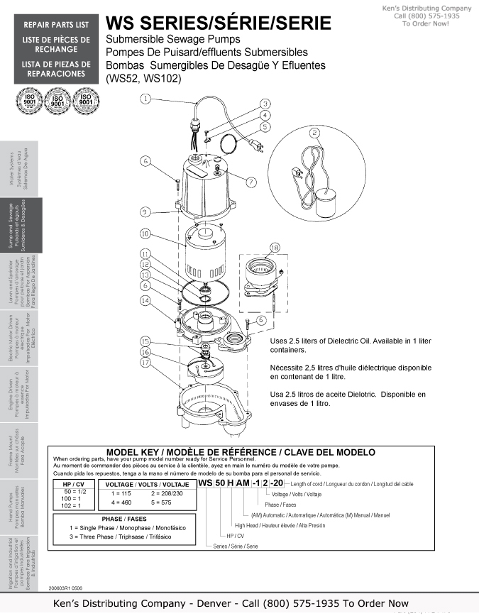 Monarch Industries Submersible Sewage Pump WS 102 2 WS Effluent 127